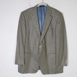 Samuelsohn Silk Wool Mens Blazer Size 44 Long Tall Blue Beige Houndstooth Jacket